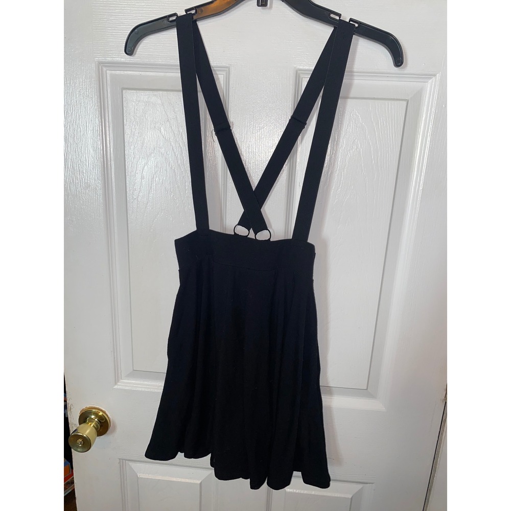 Hot Topic Black Suspender Skirt Adjustable Straps Skater Gothic MD